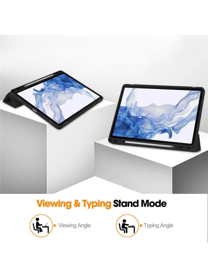 Samsung Galaxy Tab S9 Plus X810-X816B-X818 Kalemlikli Uyku Modlu Stromix Standlı Kapaklı Kılıf Siyah