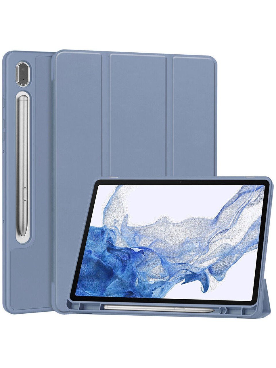 Samsung Galaxy Tab S9 Plus X810-X816B-X818 Kalemlikli Uyku Modlu Stromix Standlı Kapaklı Kılıf Lavanta