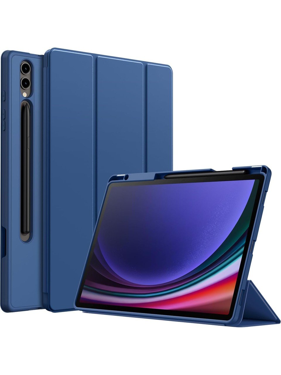 Samsung Galaxy Tab S9 Plus X810-X816B-X818 Kalemlikli Uyku Modlu Stromix Standlı Kapaklı Kılıf Lacivert
