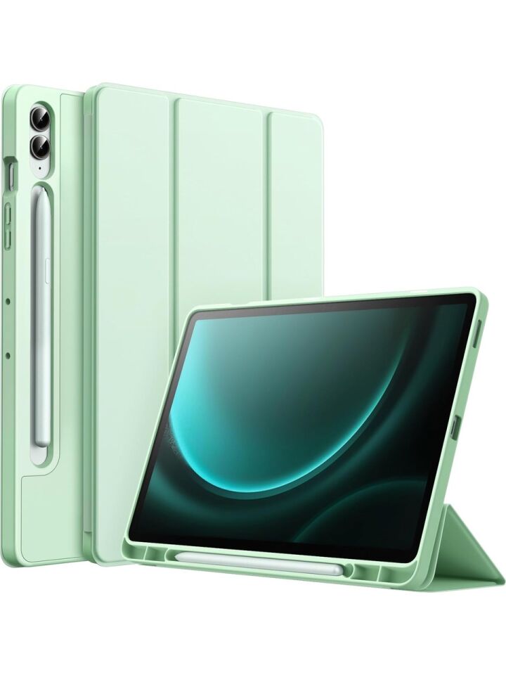 Samsung Galaxy Tab S9 Plus X810-X816B-X818 Kalemlikli Uyku Modlu Stromix Standlı Kapaklı Kılıf Yeşil