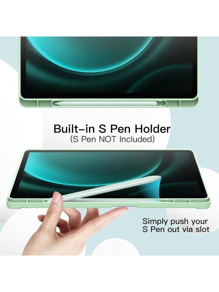 Samsung Galaxy Tab S9 Plus X810-X816B-X818 Kalemlikli Uyku Modlu Stromix Standlı Kapaklı Kılıf Yeşil
