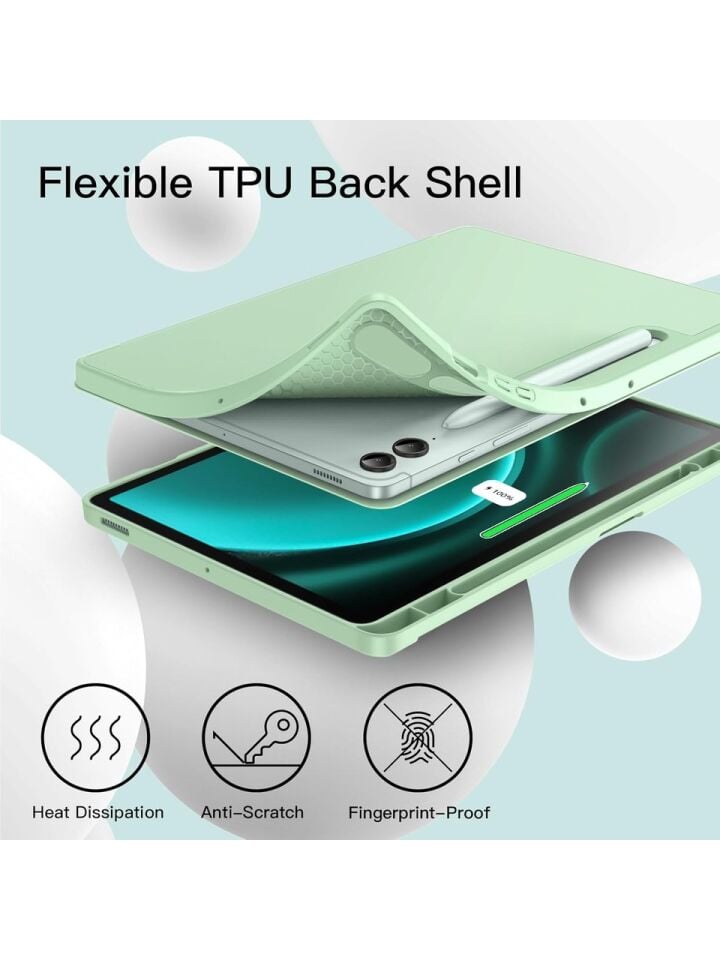 Samsung Galaxy Tab S9 Plus X810-X816B-X818 Kalemlikli Uyku Modlu Stromix Standlı Kapaklı Kılıf Yeşil