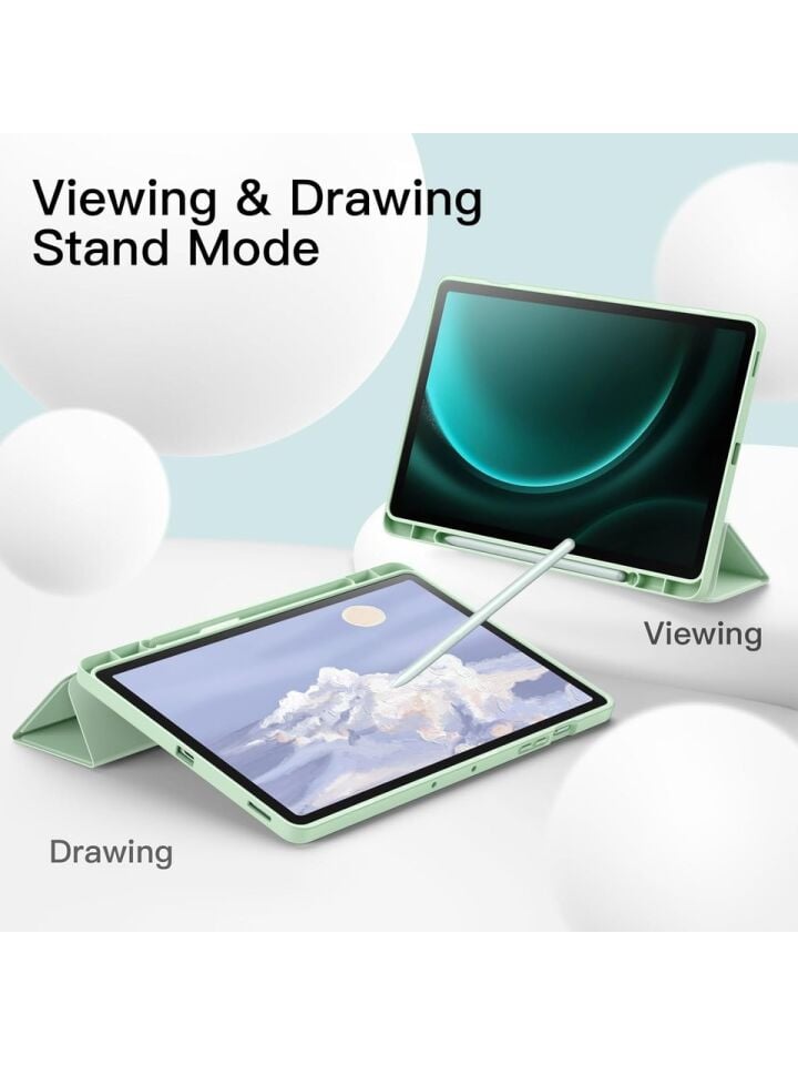 Samsung Galaxy Tab S9 Plus X810-X816B-X818 Kalemlikli Uyku Modlu Stromix Standlı Kapaklı Kılıf Yeşil
