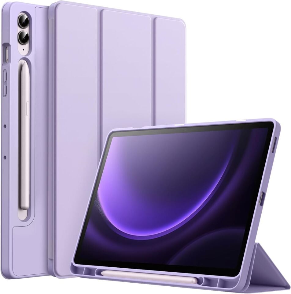 Samsung Galaxy Tab S9 Plus X810-X816B-X818 Kalemlikli Uyku Modlu Stromix Standlı Kapaklı Kılıf Lila