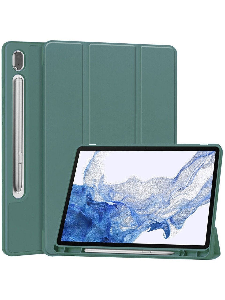 Samsung Galaxy Tab S9 Fe Plus SM-X610/X616 Kalemlikli Uyku Modlu Stromix Standlı Kapaklı Kılıf Haki