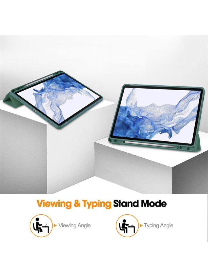 Samsung Galaxy Tab S9 Fe Plus SM-X610/X616 Kalemlikli Uyku Modlu Stromix Standlı Kapaklı Kılıf Haki