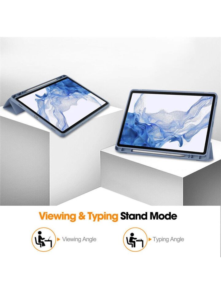 Samsung Galaxy Tab S9 Fe Plus SM-X610/X616 Kalemlikli Uyku Modlu Stromix Standlı Kapaklı Kılıf Lavanta