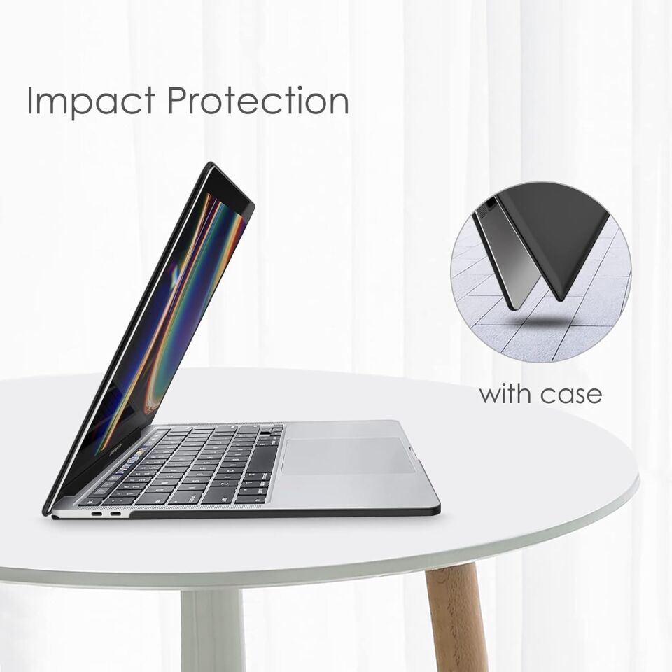 Apple MacBook Pro 14.2 M2 Çipli 2023 Darbelere Dayanıklı Ön Arka Clear Parlak Kapak Kılıf A2779 Siyah