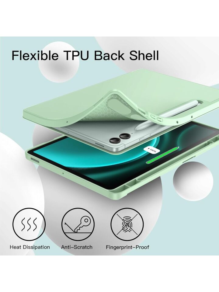 Samsung Galaxy Tab S9 Fe Plus SM-X610/X616 Kalemlikli Uyku Modlu Stromix Standlı Kapaklı Kılıf Yeşil