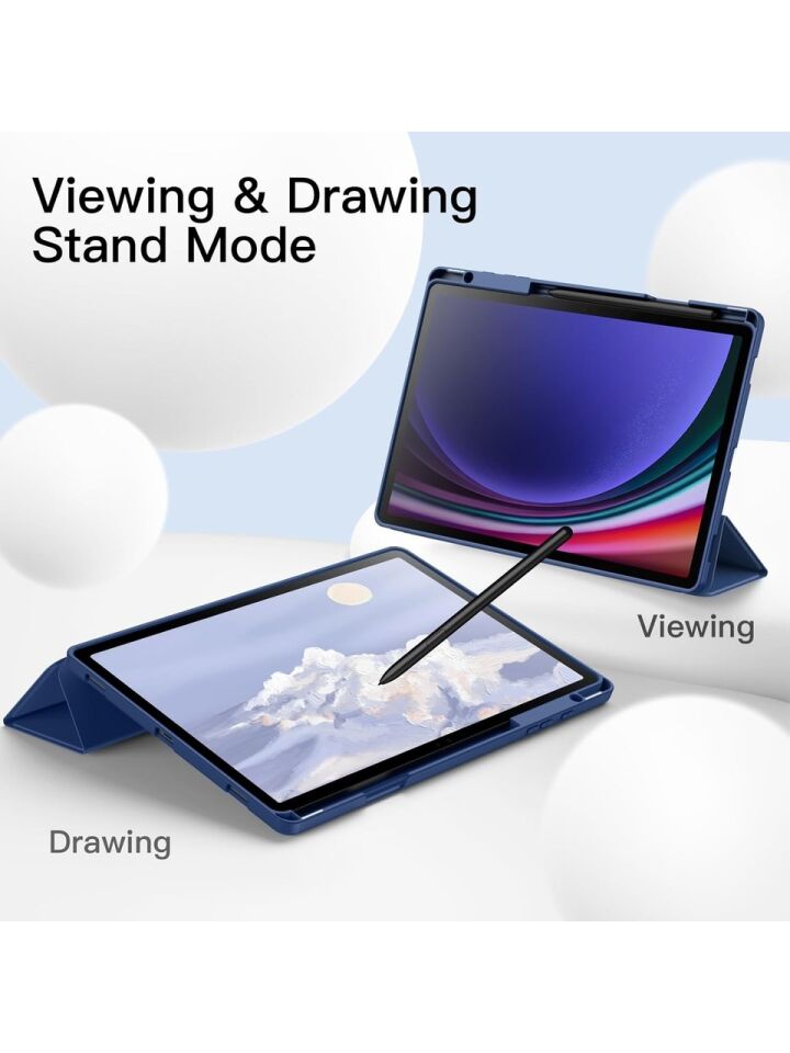 Samsung Galaxy Tab S10 Plus Kalem Şarjına Uygun Kalemlikli Uyku Modlu Stromix Standlı Kapaklı Kılıf Sm- X820 Lacivert