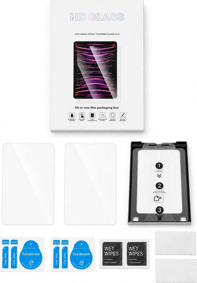 Five-E Apple iPad 9. Nesil 10.2 Inc Kolay Uygulama Aparatlı Temperli 2'li Cam Ekran Koruyucu (Kutulu) - 2 Adet A2604 A2602