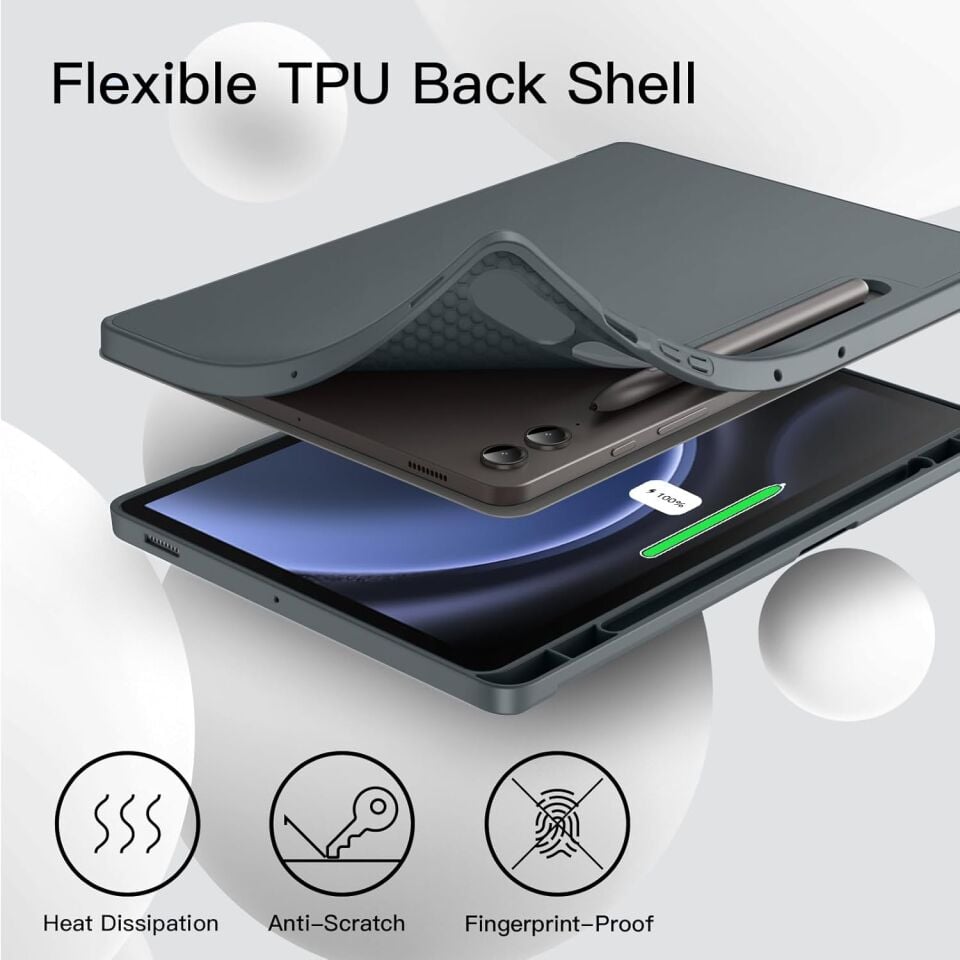 Samsung Galaxy Tab S10 Plus Kalem Şarjına Uygun Kalemlikli Uyku Modlu Stromix Standlı Kapaklı Kılıf Sm- X820 Füme