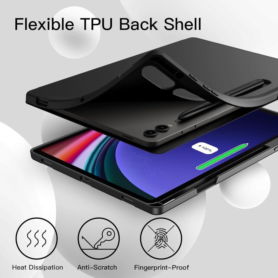 Samsung Galaxy Tab S9 Kalem Şarjına Uygun Kalemlikli Uyku Modlu Stromix Standlı Kapaklı Kılıf Sm- X710 Kırmızı