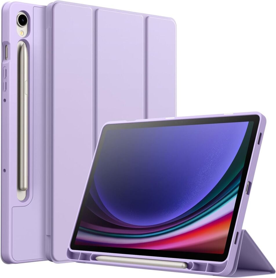 Samsung Galaxy Tab S9 Kalem Şarjına Uygun Kalemlikli Uyku Modlu Stromix Standlı Kapaklı Kılıf Sm- X710 Lila