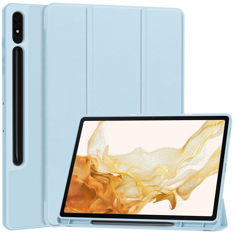 Samsung Galaxy Tab S9 Fe Kalem Şarjına Uygun Kalemlikli Uyku Modlu Stromix Standlı Kapaklı Kılıf Sm- X510 Açık Mavi