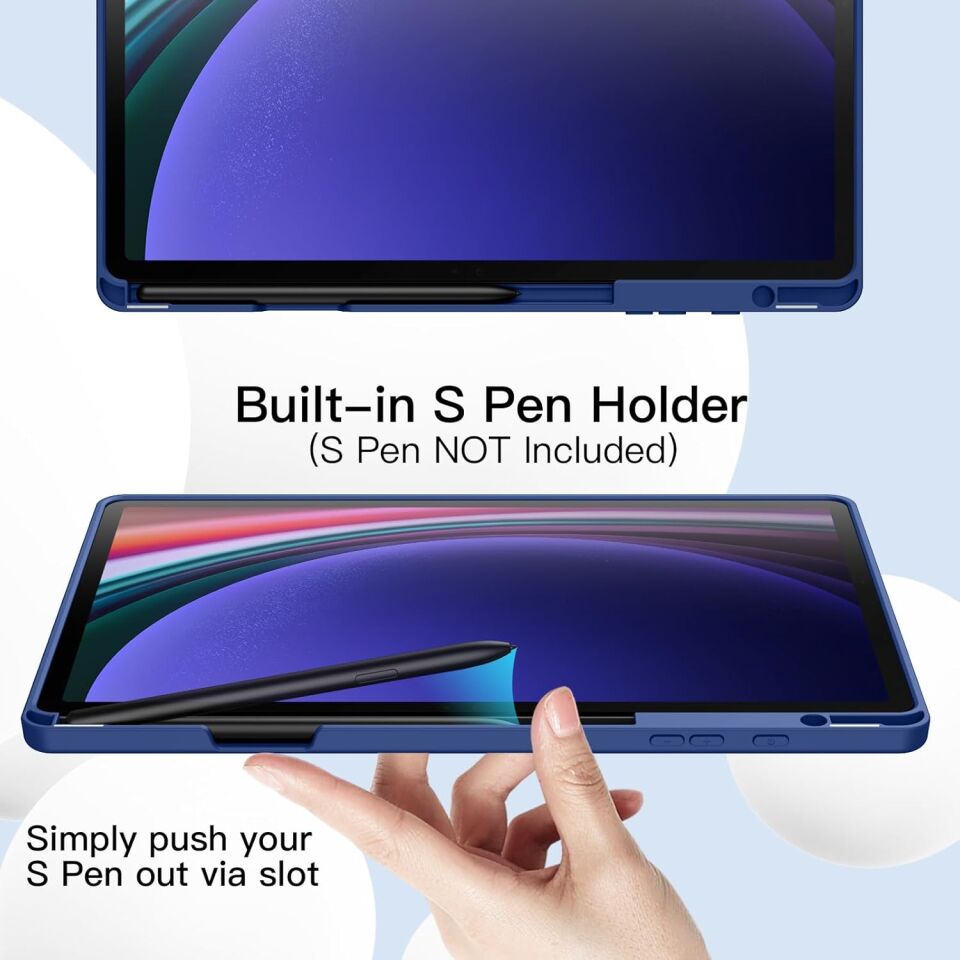 Samsung Galaxy Tab S9 Fe Kalem Şarjına Uygun Kalemlikli Uyku Modlu Stromix Standlı Kapaklı Kılıf Sm- X510 Lacivert